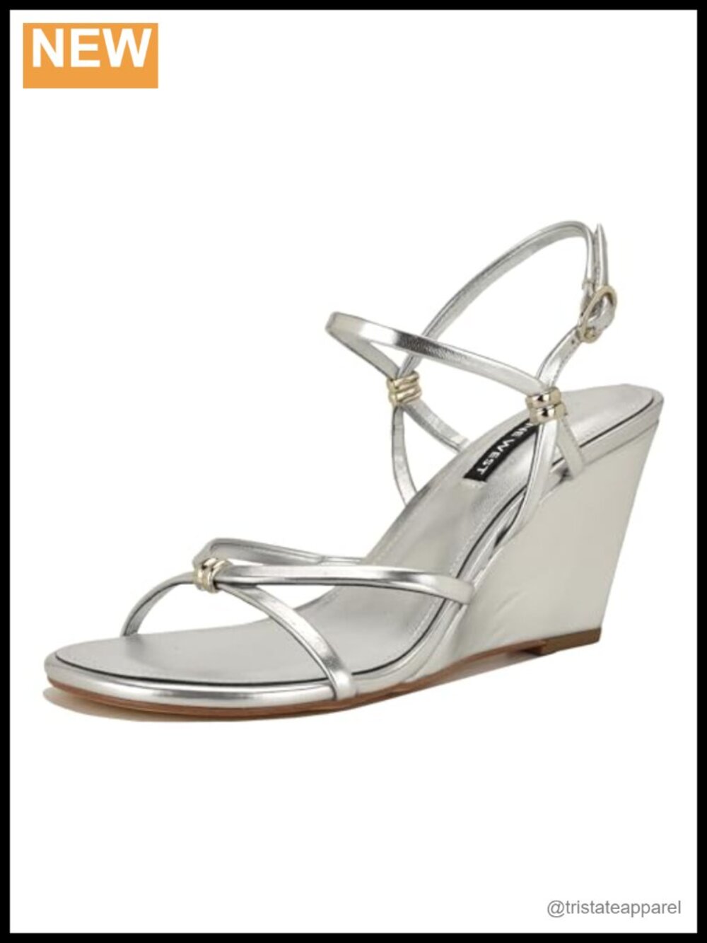 Nine West Devva Strappy Faux Leather Wedge Sandal 3.31" Heel